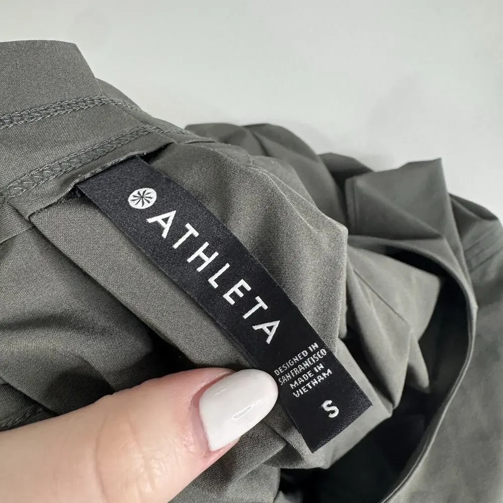 Athleta Hayes Pleated Back Maxi Dress Women Small Green Travel Minimalist Resort - Picture 9 of 14